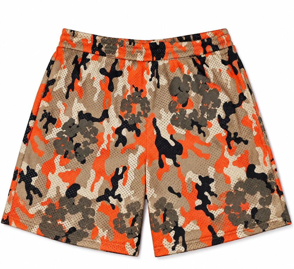 Denim Tears Wreath Camo Mesh Shorts Brown Orange XXL SS25 NWT $175